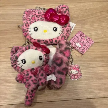 산리오 갸루 고양이 키티 레오파드 무늬 핑크 3종 세트