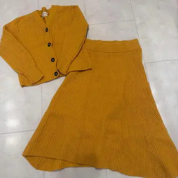 Mila owen 리브 니트 가디건 & 스커트 세트