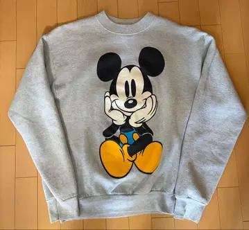 [ 빈티지 ] 파랑 빵 앉은 미키 맨투맨 그레이