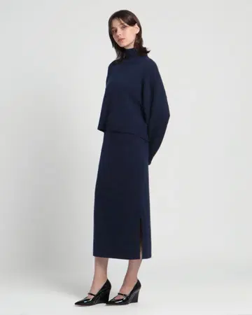 띠어리 네이비 니트 셋업