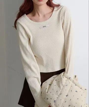 kastane 니트 택 롱TEE 아이보리 티셔츠