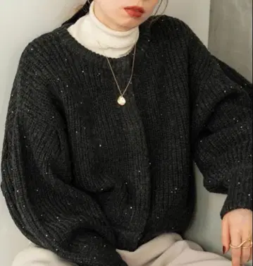 hinari 스팽글 니트 가디건