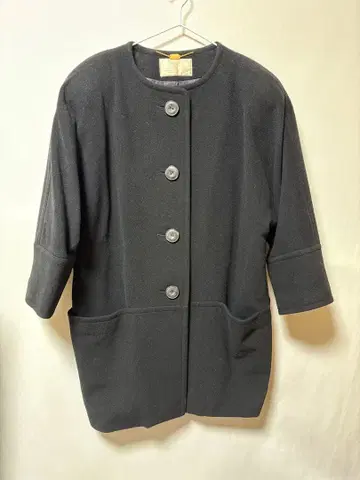 클래식 빈티지 피코트 CORDIER 블랙 울 캐시미어 혼방