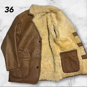 리얼 무스탕 자켓 코트 보아 안감 브라운 방한 램스킨 가죽