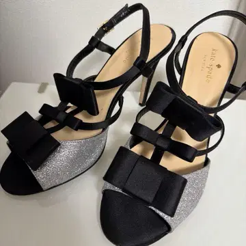 케이트 스페이드 실버 블랙 하이힐 샌들 8.5 사이즈