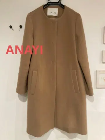 ANAYI 아나이 멜톤 크루 코트 노카라 코트