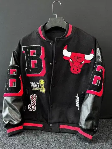 Bulls 바시티 자켓 블랙/레드