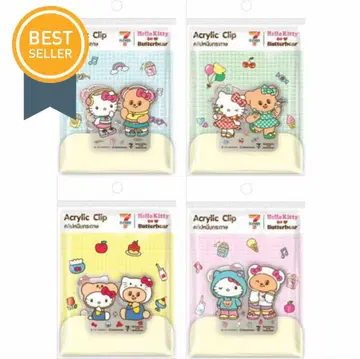 초 레어! 헬로키티 x 버터베어 아크릴 클립 4개 세트