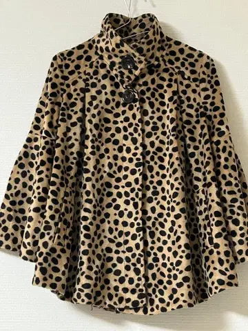 Free sShop 레오파드 케이프 플레어 코트 벨벳 원단 네오 레트로