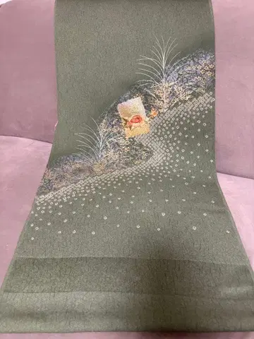 호몬기 옷감 그린 컬러 꽃무늬