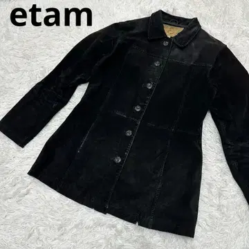 80s 90s etam 빈티지 천연 가죽 자켓 코트 40 블랙