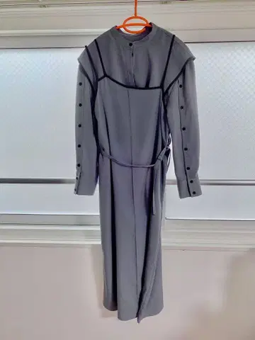 블루 프릴 셔츠 원피스 긴팔