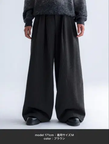 [ SINSS ] Tweed three tuck wide slacks