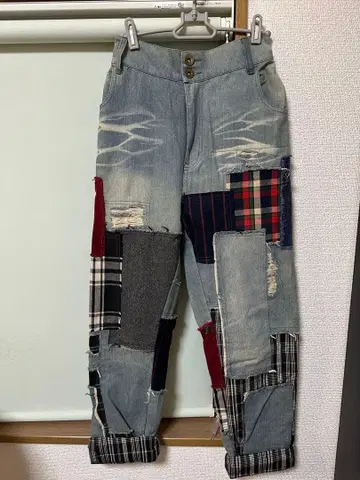 오샤레 워커 패치워크 데님 팬츠