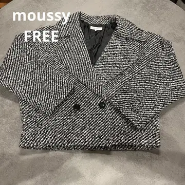 새상품급 MOUSSY 테일러드 자켓 블랙 화이트 FREE 사이즈 트위드