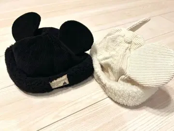 디즈니 보아캡 모자 화이트 블랙 세트 새상품급