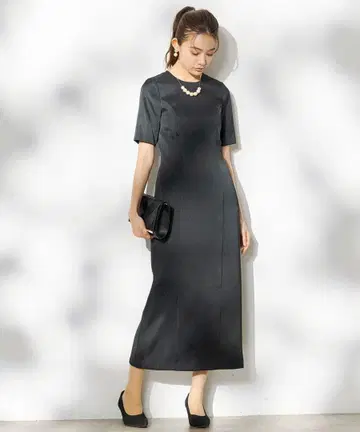 kaene 새틴 코쿤 실루엣 드레스 38 사이즈 블랙