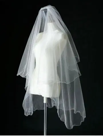 화이트 튤 웨딩 베일 웨딩 글러브