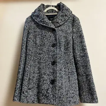 [인디비] 숏코트 헤링본 볼륨 옷깃 하프 코트 울