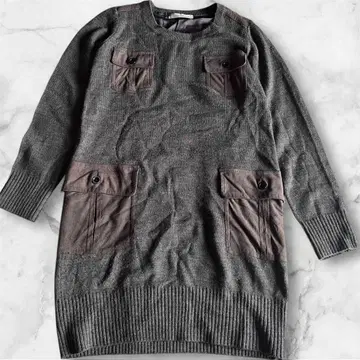 블루밍 그레이 계열 포켓 부착 니트 스웨터 알파카 혼방 38
