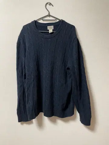 L.L.Bean 케이블 니트 스웨터 네이비 L 코튼 100%