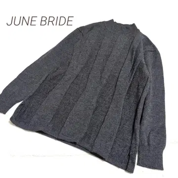 JUNE BRIDE 울 100% 디자인 리브 니트 스웨터