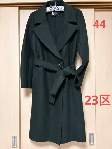 23구 Moessmer 롱 코트 리버 코트 다크 그린 벨트 포함