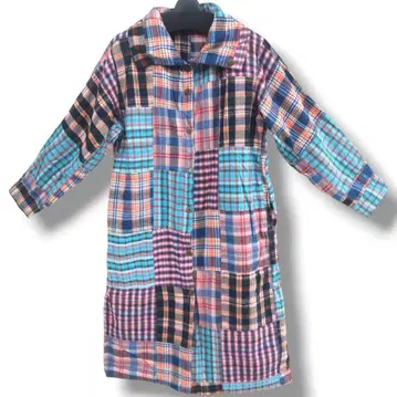 패치워크 롱 셔츠 체크 격자 무늬 튜닉 원피스 플란넬 셔츠