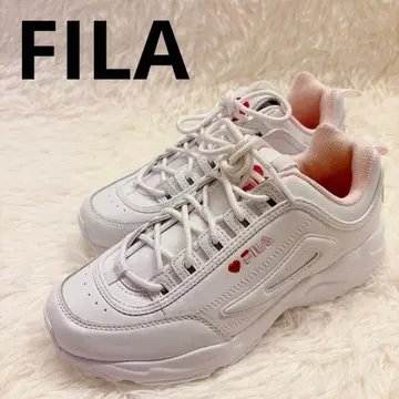 [ 새상품급 ] FILA 스니커즈 디스트레이서 하트 화이트 통굽 24cm
