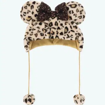 레오파드 무늬 팬 캡 브라운