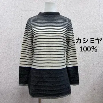 marche deux 캐시미어 니트 보더 니트 캐시미어 100%