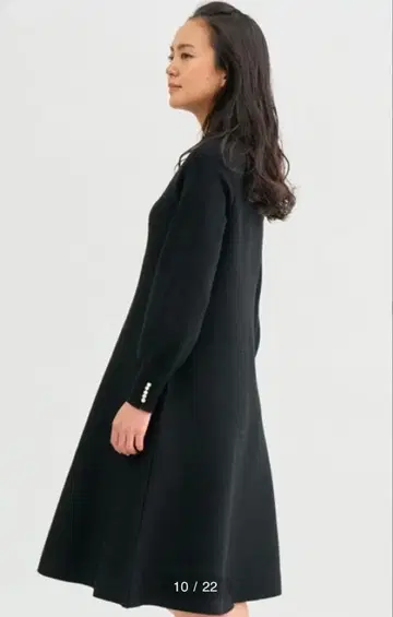 ANAYI 울 스무스 A라인 원피스 펄 장식 블랙 36 아나이