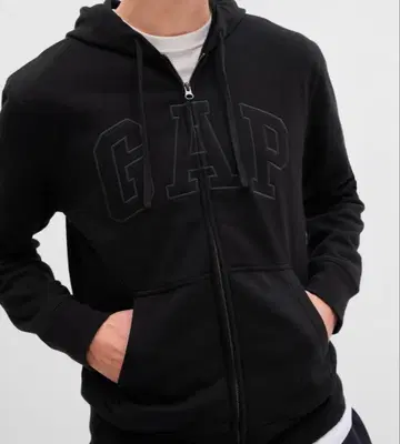GAP 지퍼 후드티 블랙