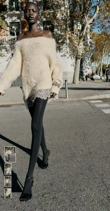 레이스 콤비 니트 스웨터 자라 ZARA