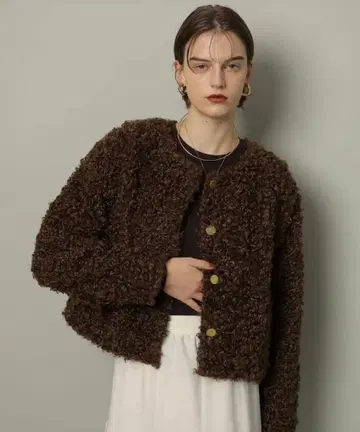 CADUNE 보아 점퍼 브라운 38 사이즈