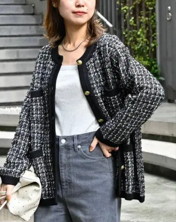 JOURNAL STANDARD relume 트위드 노카라 자켓