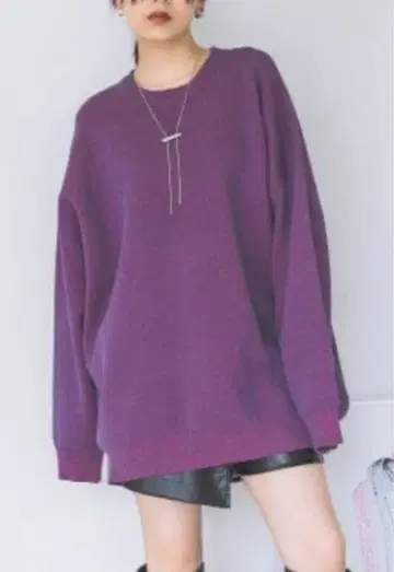 12GW 자카드 볼륨 슬리브 풀오버 퍼플 계열