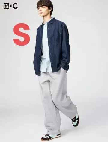 UNIQLO 맨투맨 와이드 팬츠 03 GRAY 그레이 S 사이즈