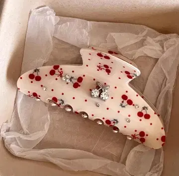 이탈리아 구매 체리 패턴 크리스탈 헤어 클립