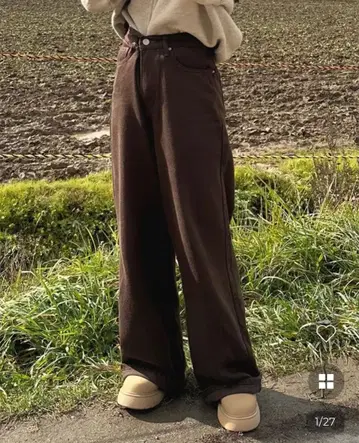 코튼 스트레이트 팬츠 Brown