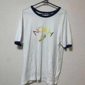 NOAH 로고 T셔츠 화이트/네이비