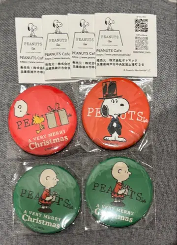 PEANUTS cafe 오사카 스쿨버스 한정판 캔뱃지 크리스마스