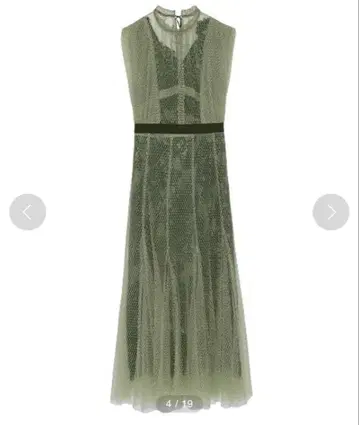 SNIDEL 바이컬러 레이스 레이어드 드레스 그린 사이즈 0