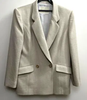 [ 미착용품 ] 울 100% 베이지 더블 브레스트 자켓 9호