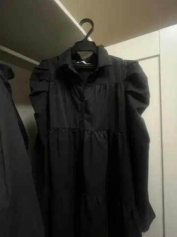 abc une face 블랙 튜닉 미니 원피스