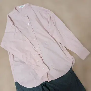 현행 23구 코튼 밴드 카라 셔츠 면 워셔블 노카라 블라우스 40