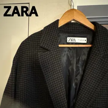 자라 하운드투스 패턴 자켓 코트