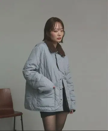 라이트 블루 퀼팅 자켓 프리 사이즈
