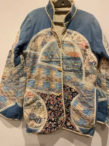 패치워크 디자인 퀼팅 자켓