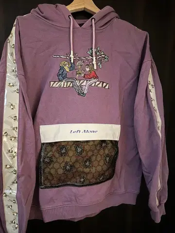 레프트 얼론 Left Alone 퍼플 후드 부착 후드티